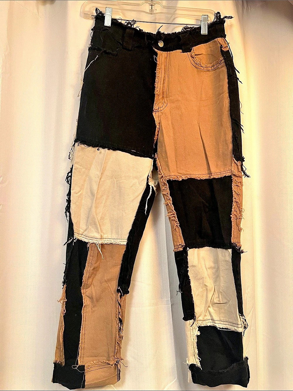 Jaded London Brown Patchwork Denim Boyfriend Jeans - SHEIN SIZE 4
